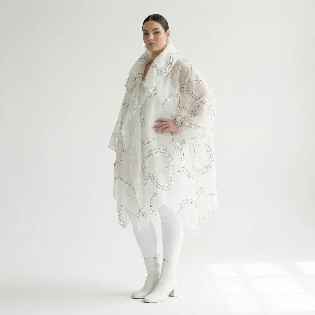 A-Form Mantel von H4 Fashion aus Polyamid, 8021, Ecru, Ausgefallen, Zeitlos, Schick