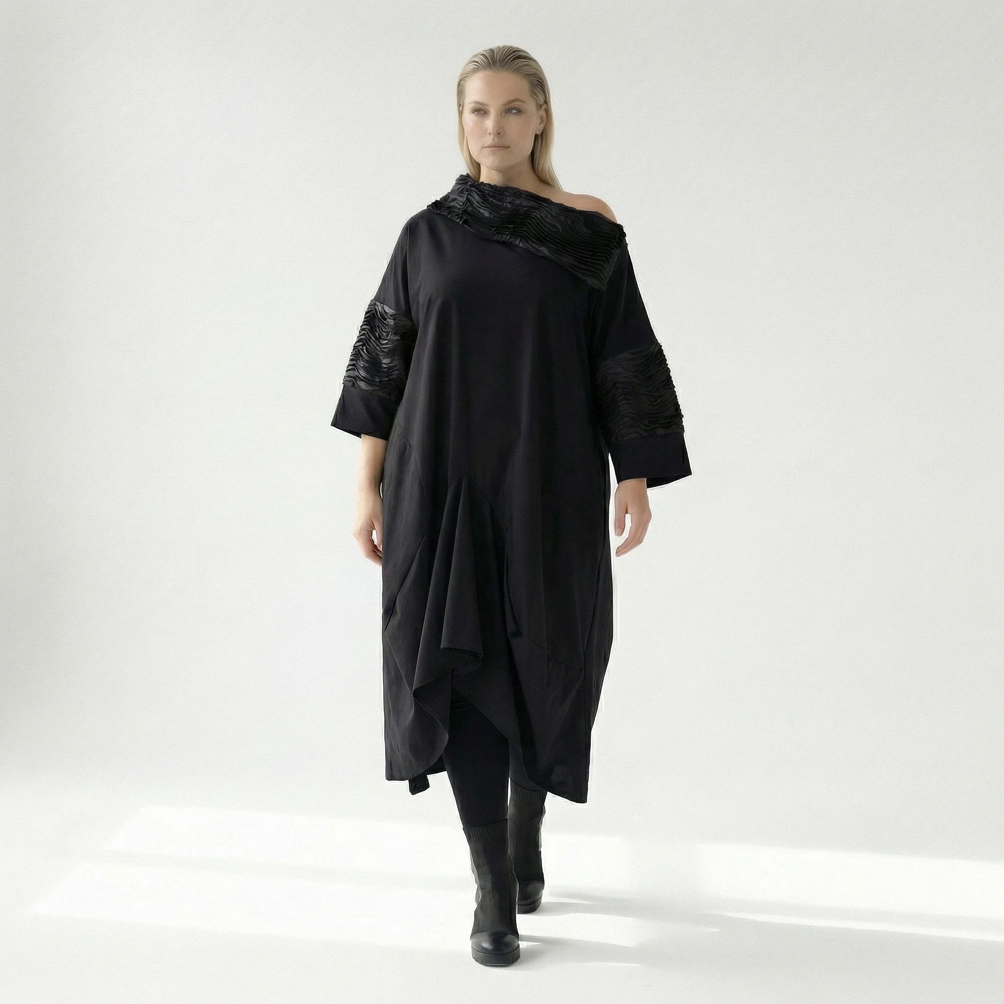  A-Form Kleid von H4 Fashion aus Polyamid, 8024, Schwarz, Ausgefallen, Zeitlos, Schick
