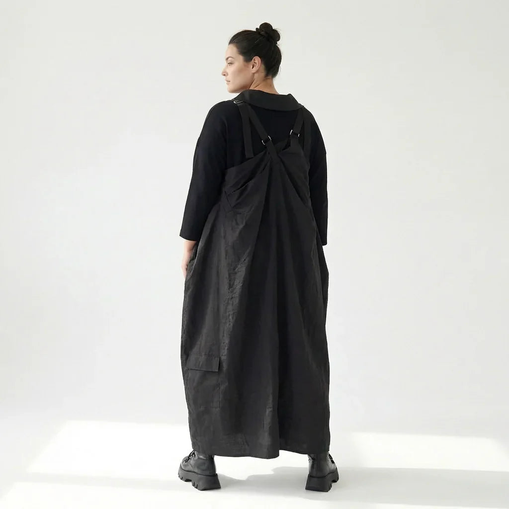 Zweiteiliges Damenkleid von Red Corner in Schwarz – Popeline & Jersey, Oversize, EU 42 bis 48, Avantgarde Look