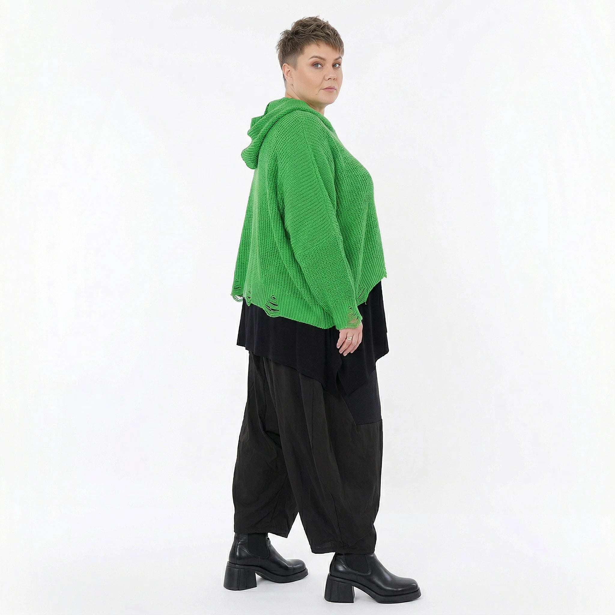 AKH Premium Bigshirt in kastiger Form, aus Baumwolle, P1032.2601, Apfelgrün, Ausgefallen