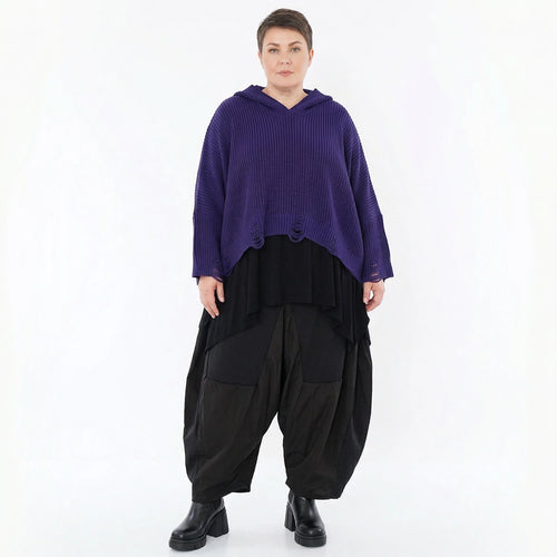 AKH Premium Bigshirt in kastiger Form, aus Baumwolle, P1032.2601, Lila, Ausgefallen, Zeitlos