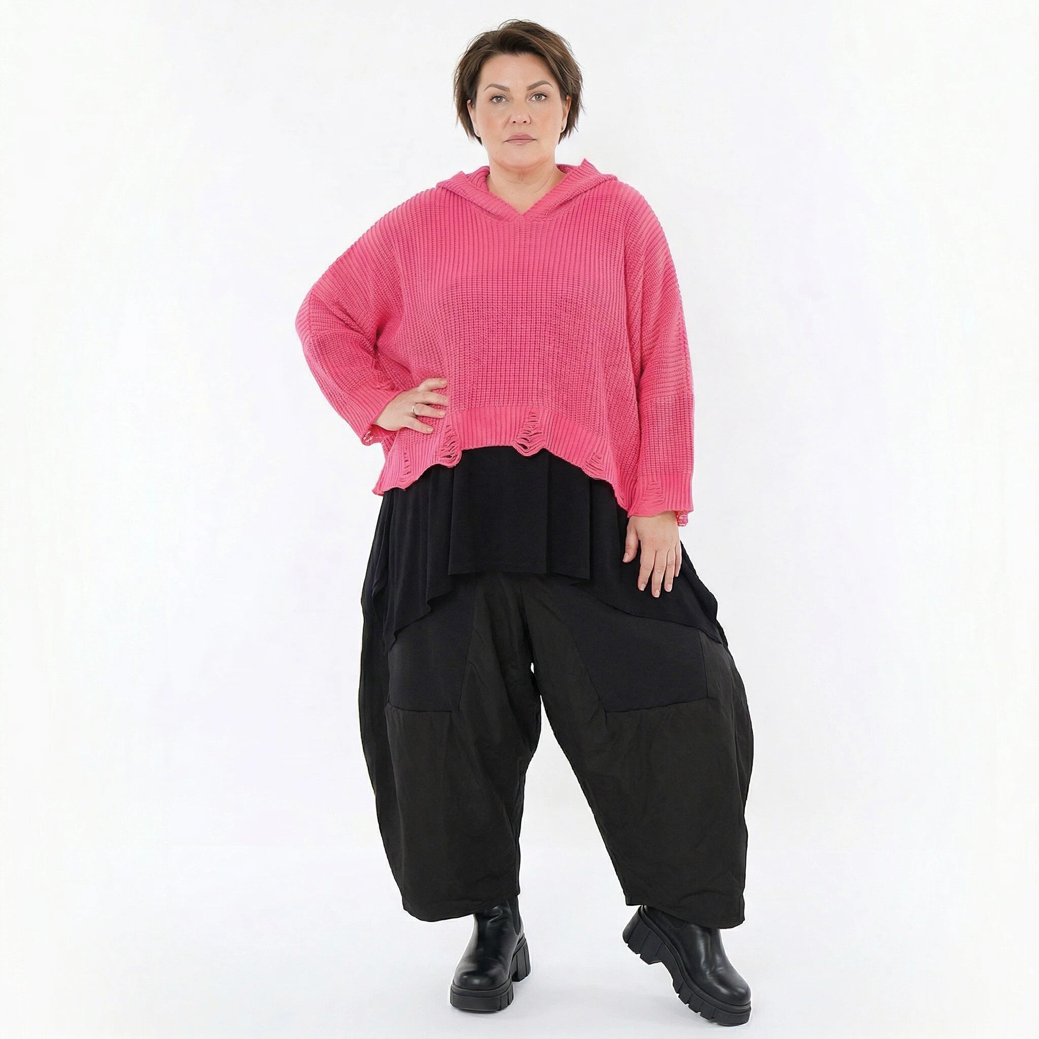 AKH Premium Bigshirt in kastiger Form, aus Baumwolle, P1032.2601, Rosa, Ausgefallen, Zeitlos