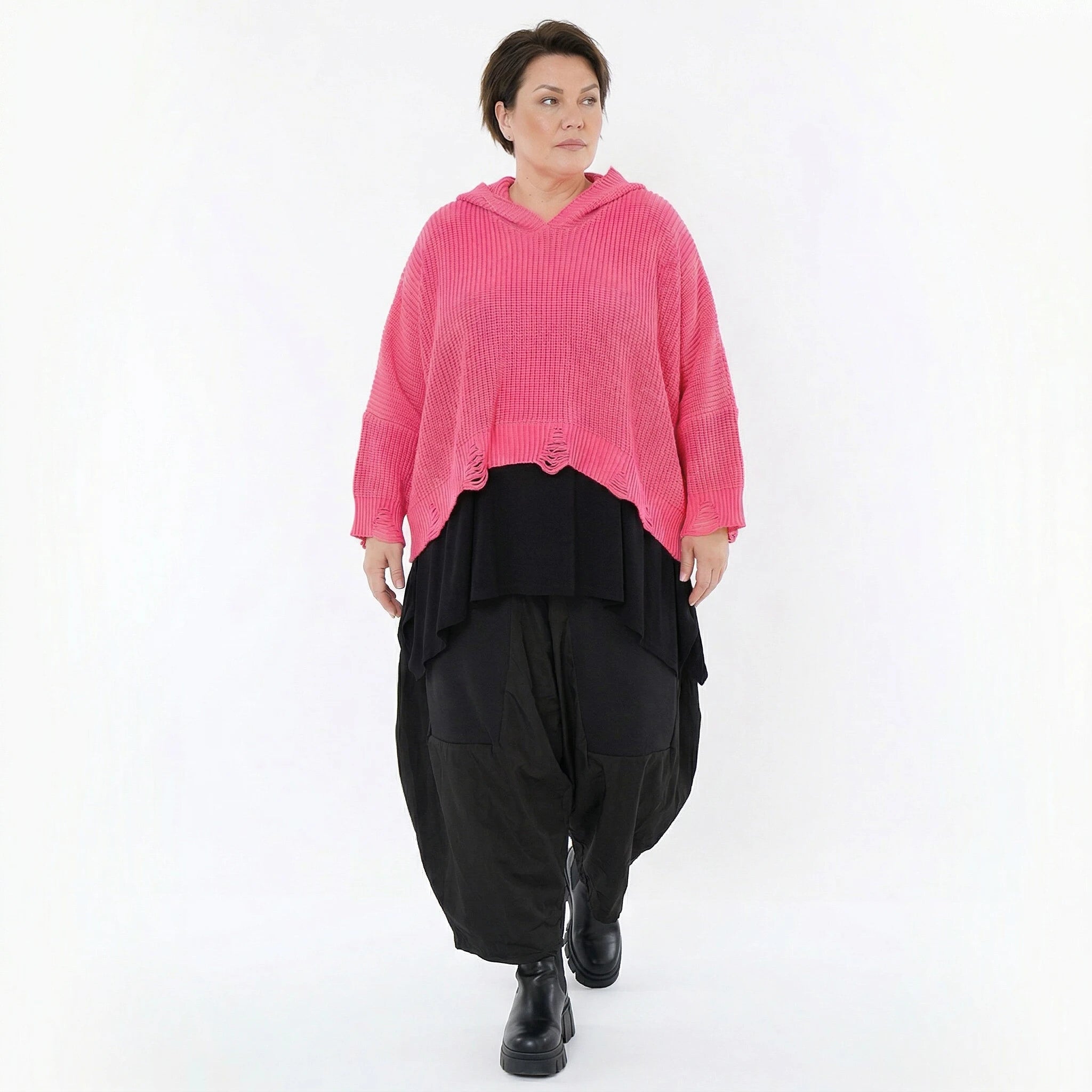 AKH Premium Bigshirt in kastiger Form, aus Baumwolle, P1032.2601, Rosa, Ausgefallen, Zeitlos