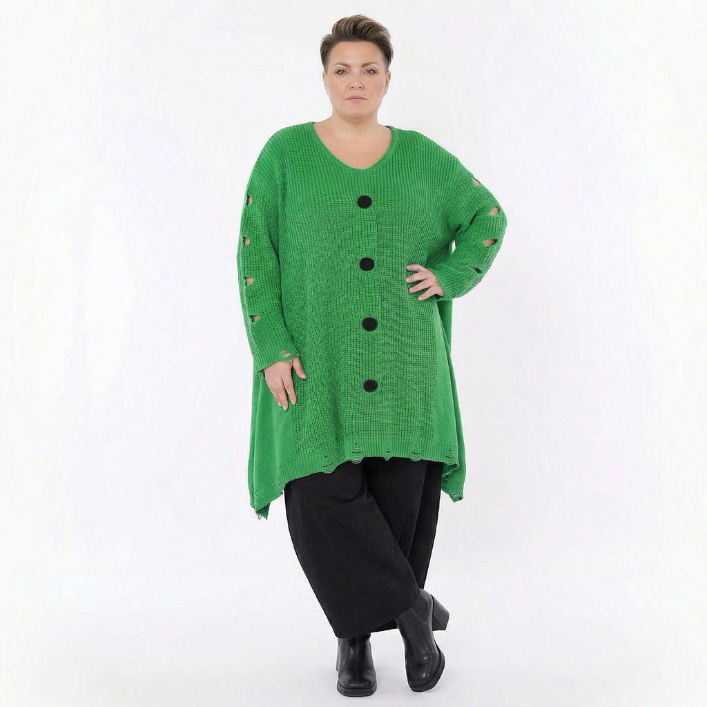 A-Form Bigshirt von AKH Premium aus Baumwolle, P1032.2603, Apfelgrün, Ausgefallen, Zeitlos