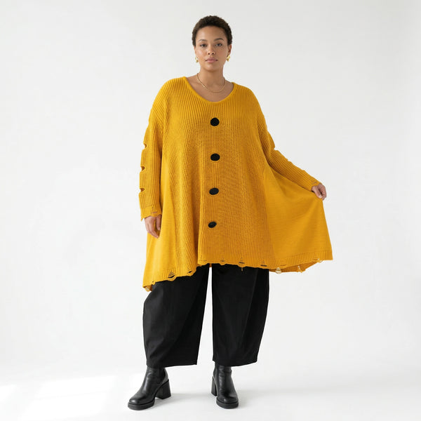 A-Form Bigshirt von AKH Premium aus Baumwolle, P1032.2603, Gelb, Ausgefallen, Zeitlos, Schick