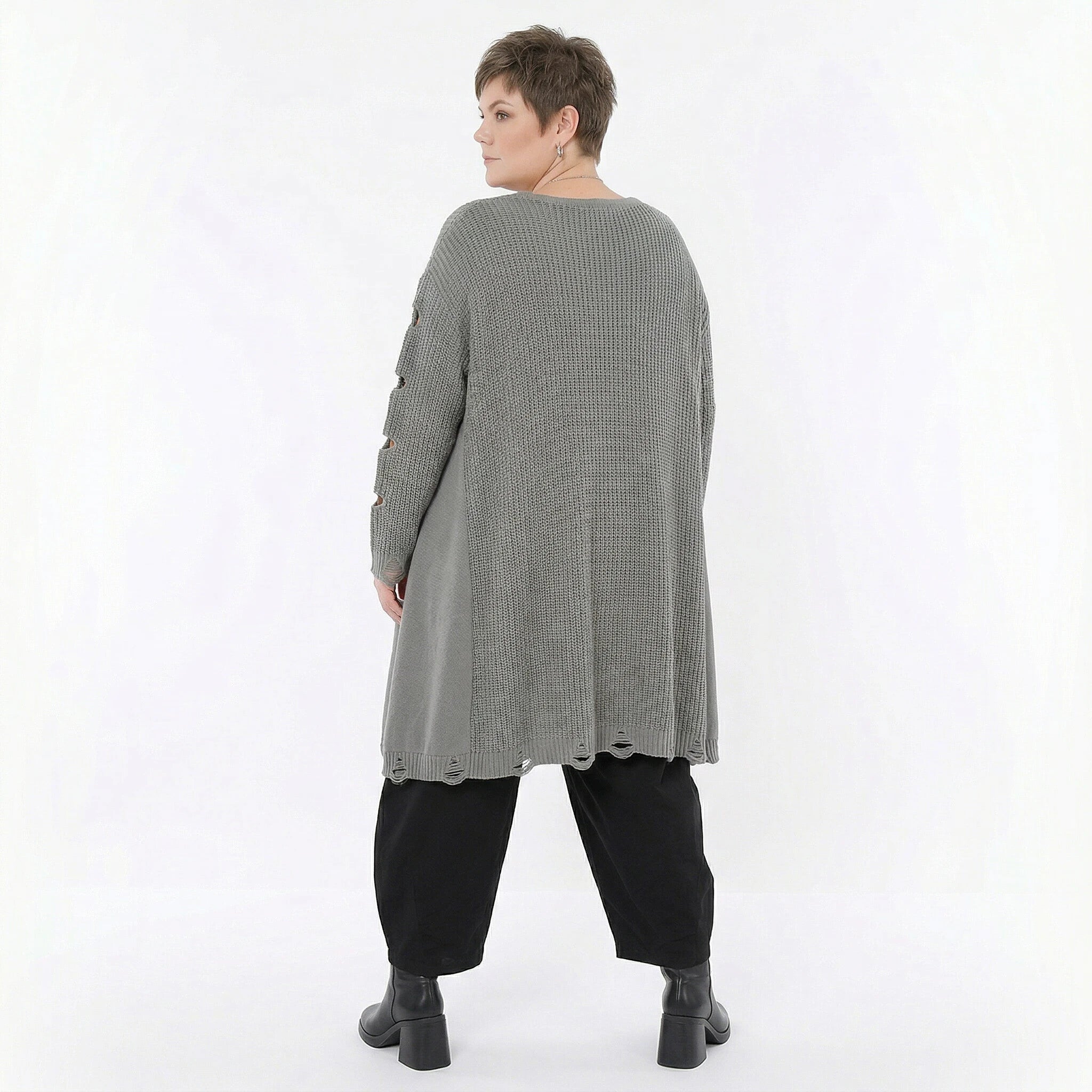 A-Form Bigshirt von AKH Premium aus Baumwolle, P1032.2603, Grau, Ausgefallen, Zeitlos, Schick