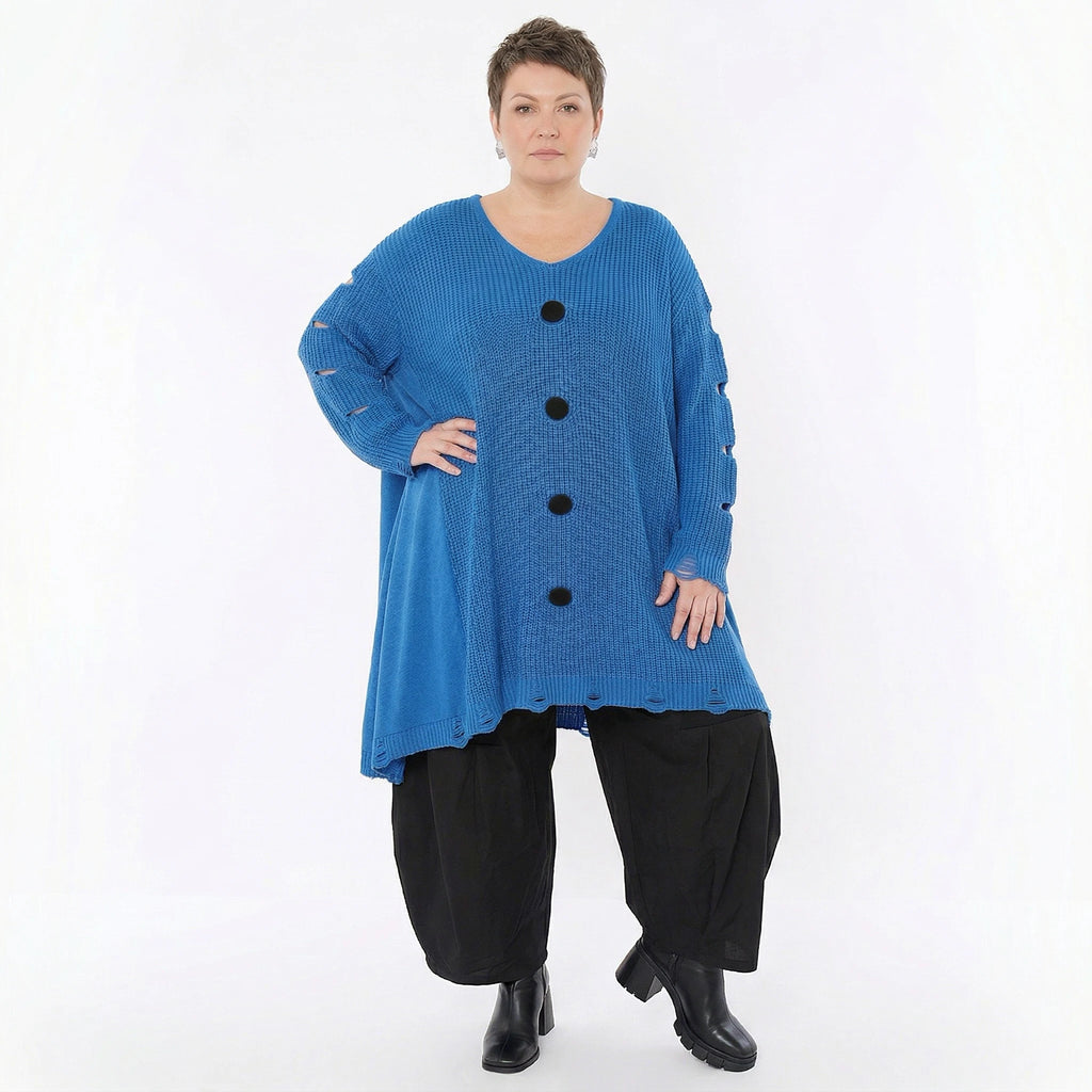 A-Form Bigshirt von AKH Premium aus Baumwolle, P1032.2603, JeansBlau, Ausgefallen, Zeitlos