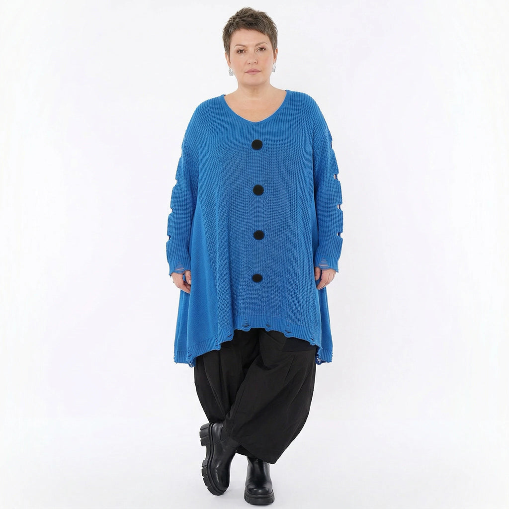 A-Form Bigshirt von AKH Premium aus Baumwolle, P1032.2603, JeansBlau, Ausgefallen, Zeitlos