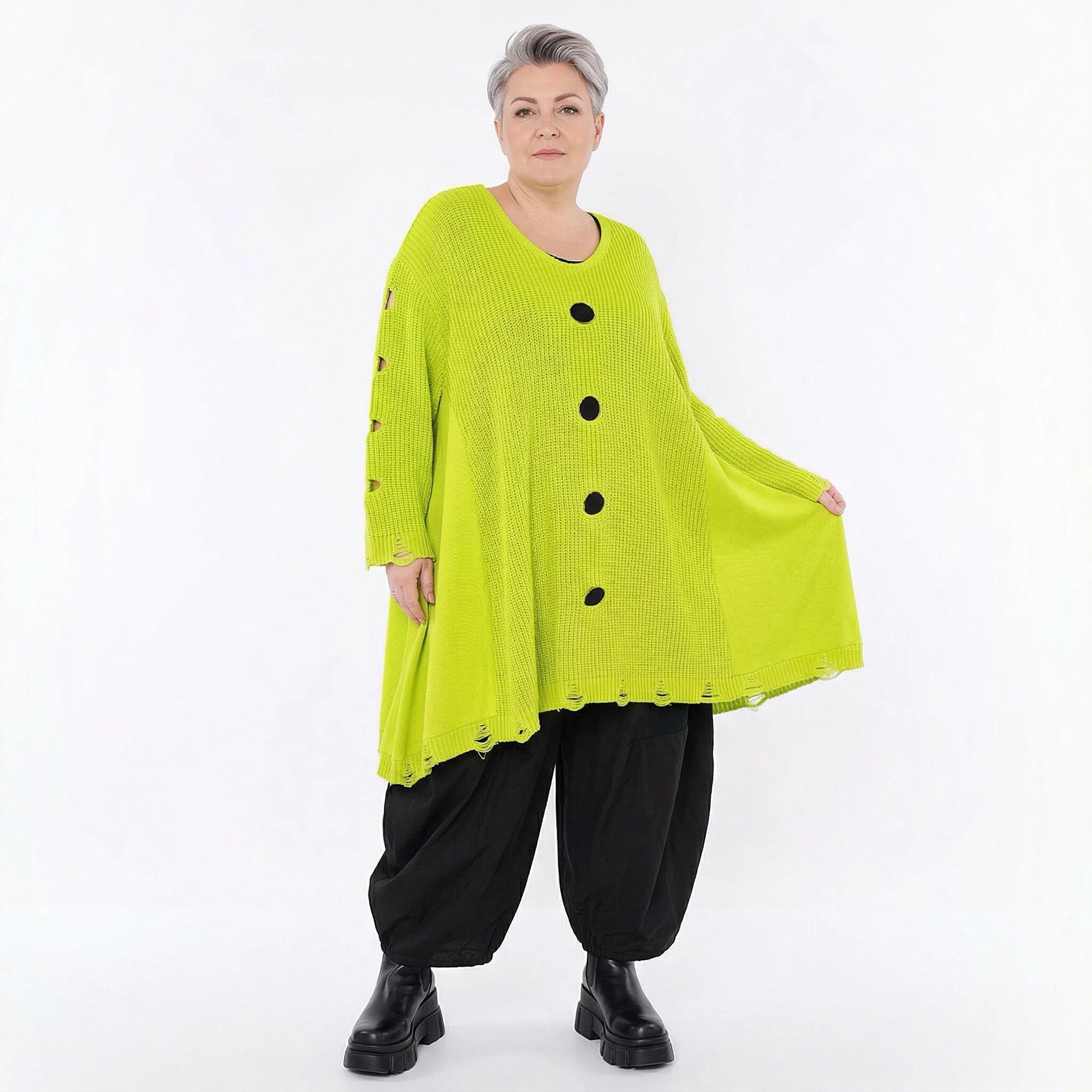 A-Form Bigshirt von AKH Premium aus Baumwolle, P1032.2603, NeonGelb, Ausgefallen, Zeitlos