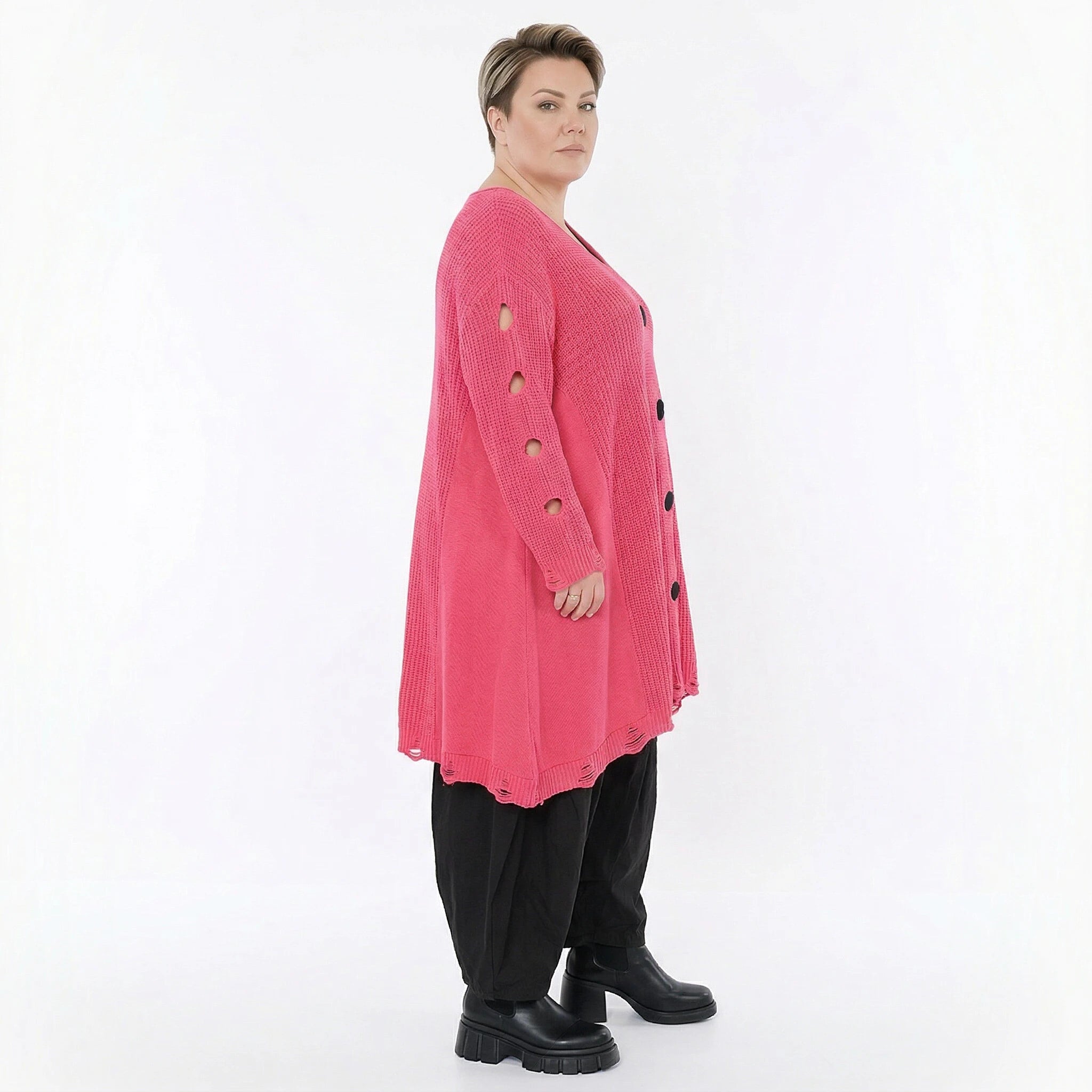 A-Form Bigshirt von AKH Premium aus Baumwolle, P1032.2603, Rosa, Ausgefallen, Zeitlos, Schick