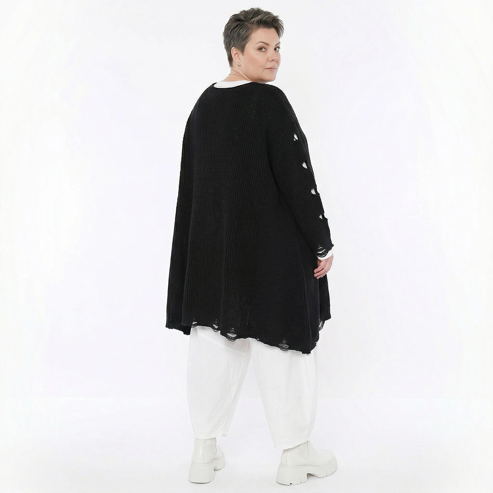 A-Form Bigshirt von AKH Premium aus Baumwolle, P1032.2603, Schwarz, Ausgefallen, Zeitlos