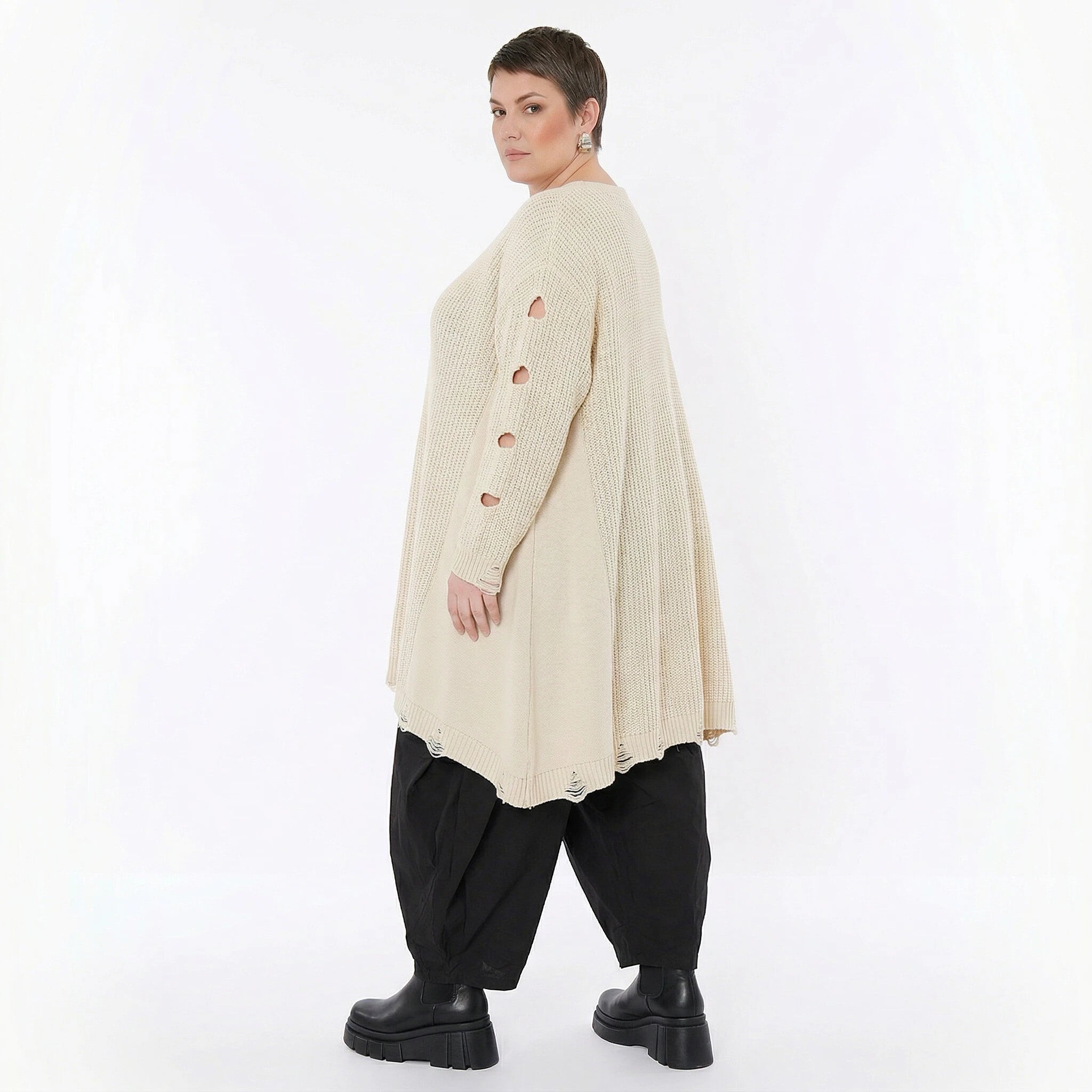 A-Form Bigshirt von AKH Premium aus Baumwolle, P1032.2603, Weiß, Ausgefallen, Zeitlos, Schick