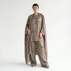 3-Teiler Damen Set B-ONE Taupe-Bronze Oversize Cardigan Shirt Hose Baumwolle Jersey Türkei – EU 40/50 – Lagenlook