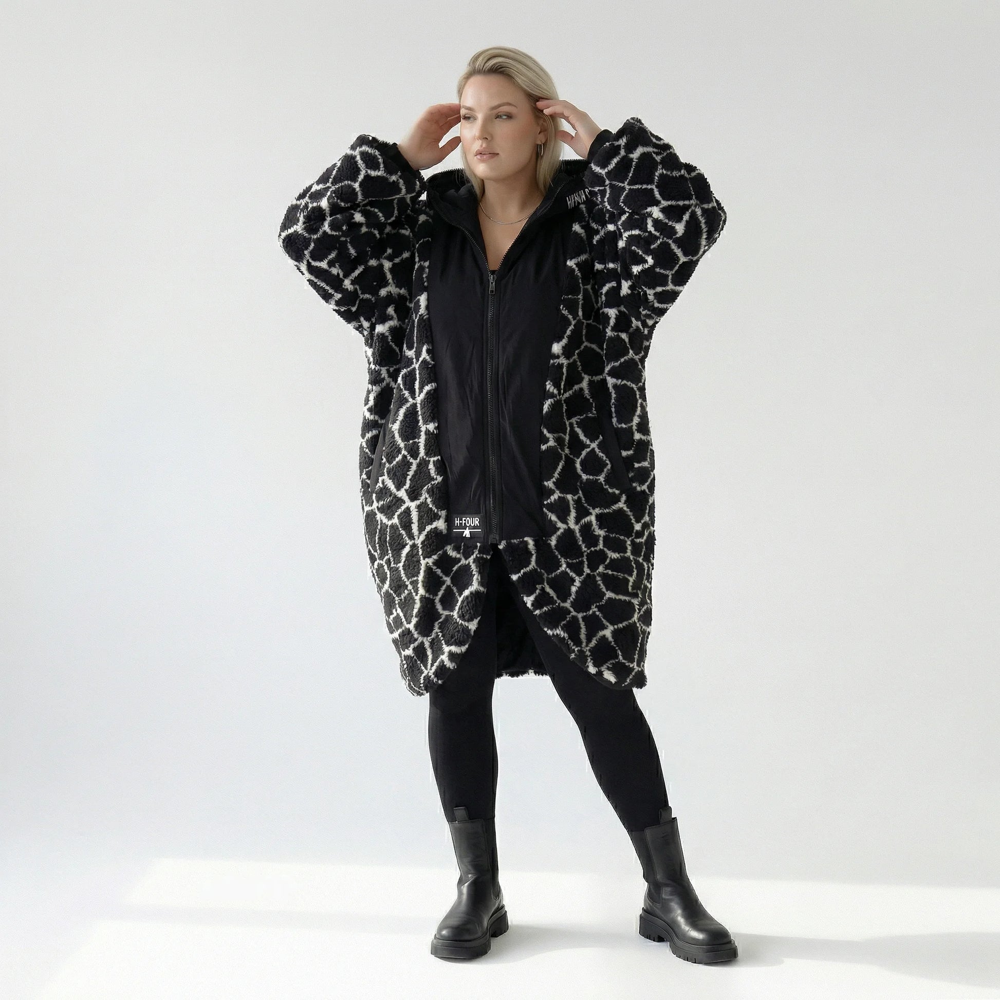  Ballon Jacke von H4 Fashion aus Polyamid, 2366, Schwarz, Animal, Ausgefallen, Zeitlos