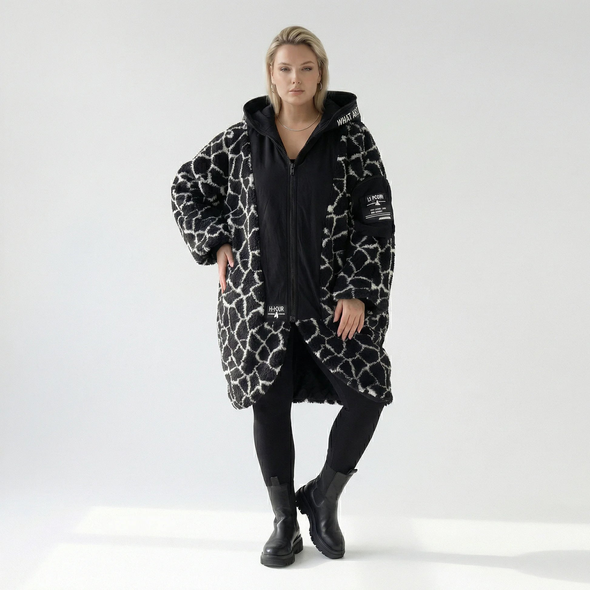  Ballon Jacke von H4 Fashion aus Polyamid, 2366, Schwarz, Animal, Ausgefallen, Zeitlos