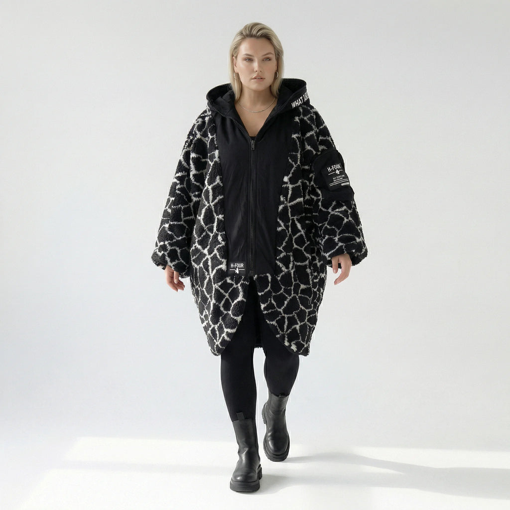 Ballon Jacke von H4 Fashion aus Polyamid, 2366, Schwarz, Animal, Ausgefallen, Zeitlos