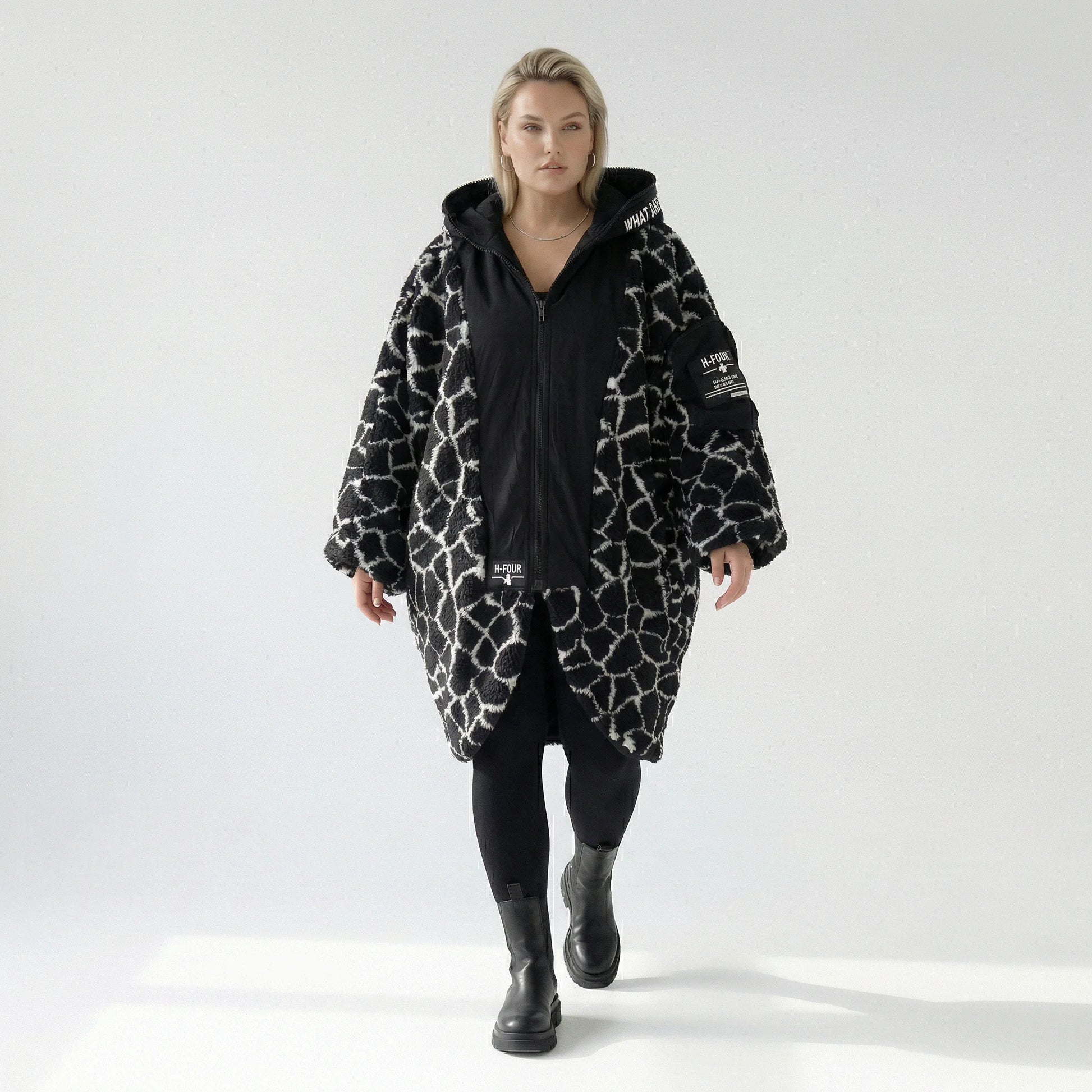  Ballon Jacke von H4 Fashion aus Polyamid, 2366, Schwarz, Animal, Ausgefallen, Zeitlos