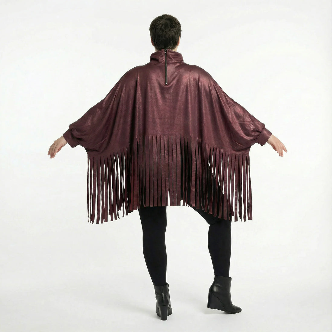  AKH Premium Bigshirt in kastiger Form, aus Materialmix, P1027.7182, Weinrot, Ausgefallen