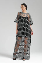  TW3 Kleid in gerader Form, aus Baumwolle, 1539, Grau, Ausgefallen, Zeitlos, Schick