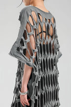 TW3 Kleid in gerader Form, aus Baumwolle, 1539, Grau, Ausgefallen, Zeitlos, Schick