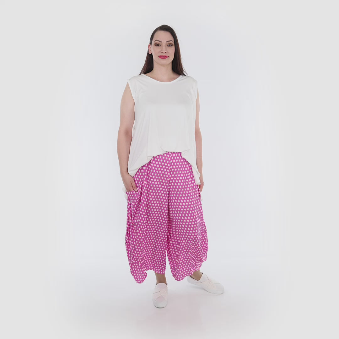Ballonhose von AKH Fashion aus Viskose, 1273.08069, Pink-Weiß, Schick, Modern, Bequem