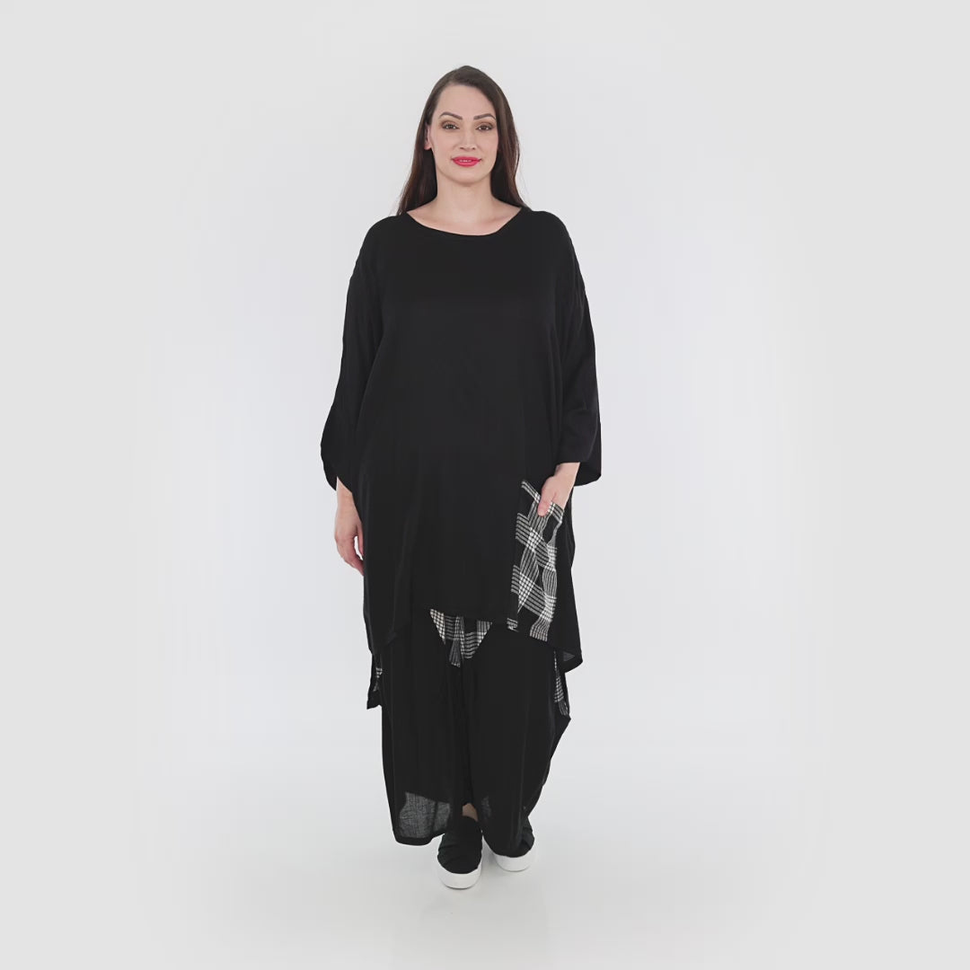 AKH Fashion Bigshirt in kastiger Form, aus Viskose, 1269.06925, Schwarz, Schick, Modern