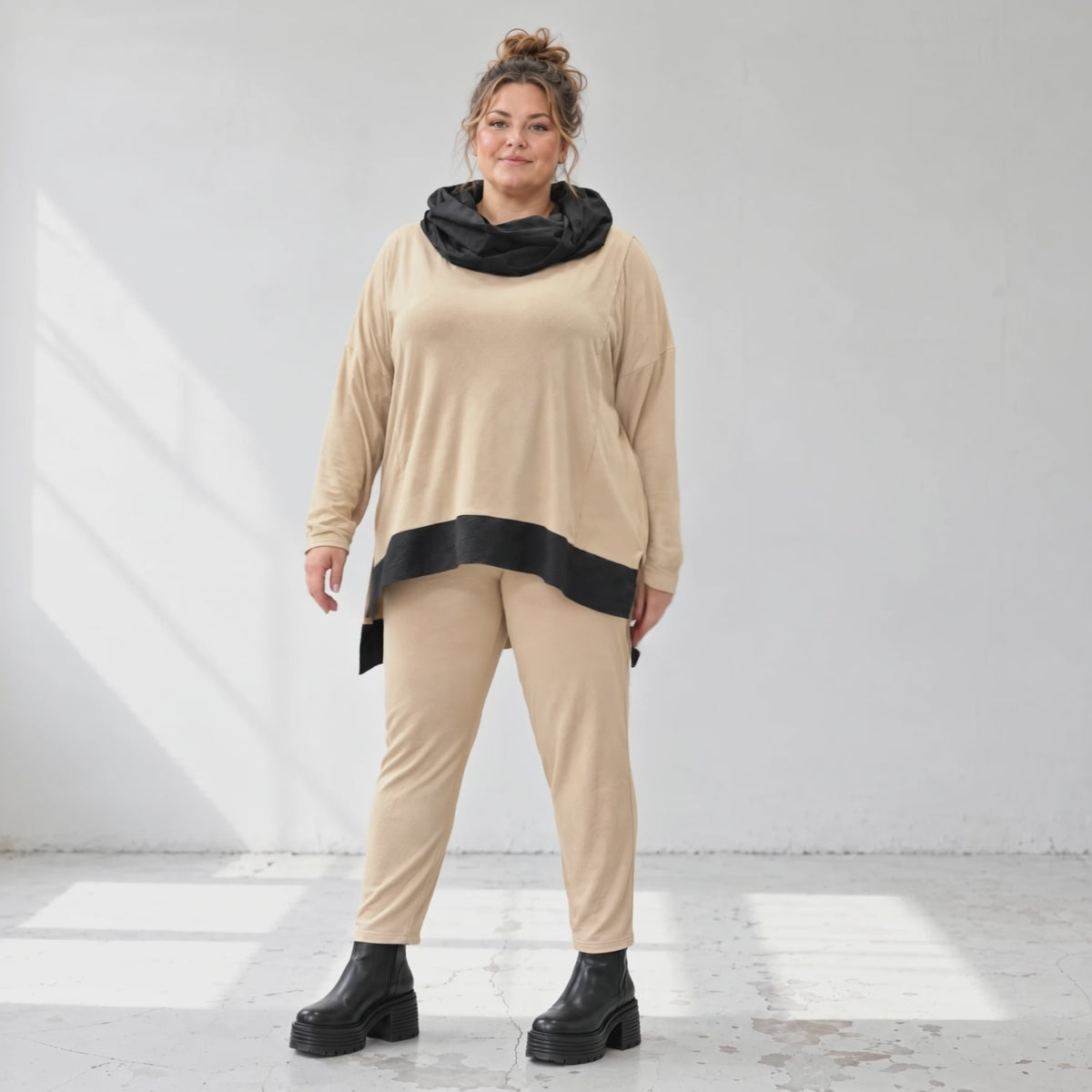 Karottenleggings aus Viskosejersey mit Elasthan schmal geschnitten mit elastischem Bund
