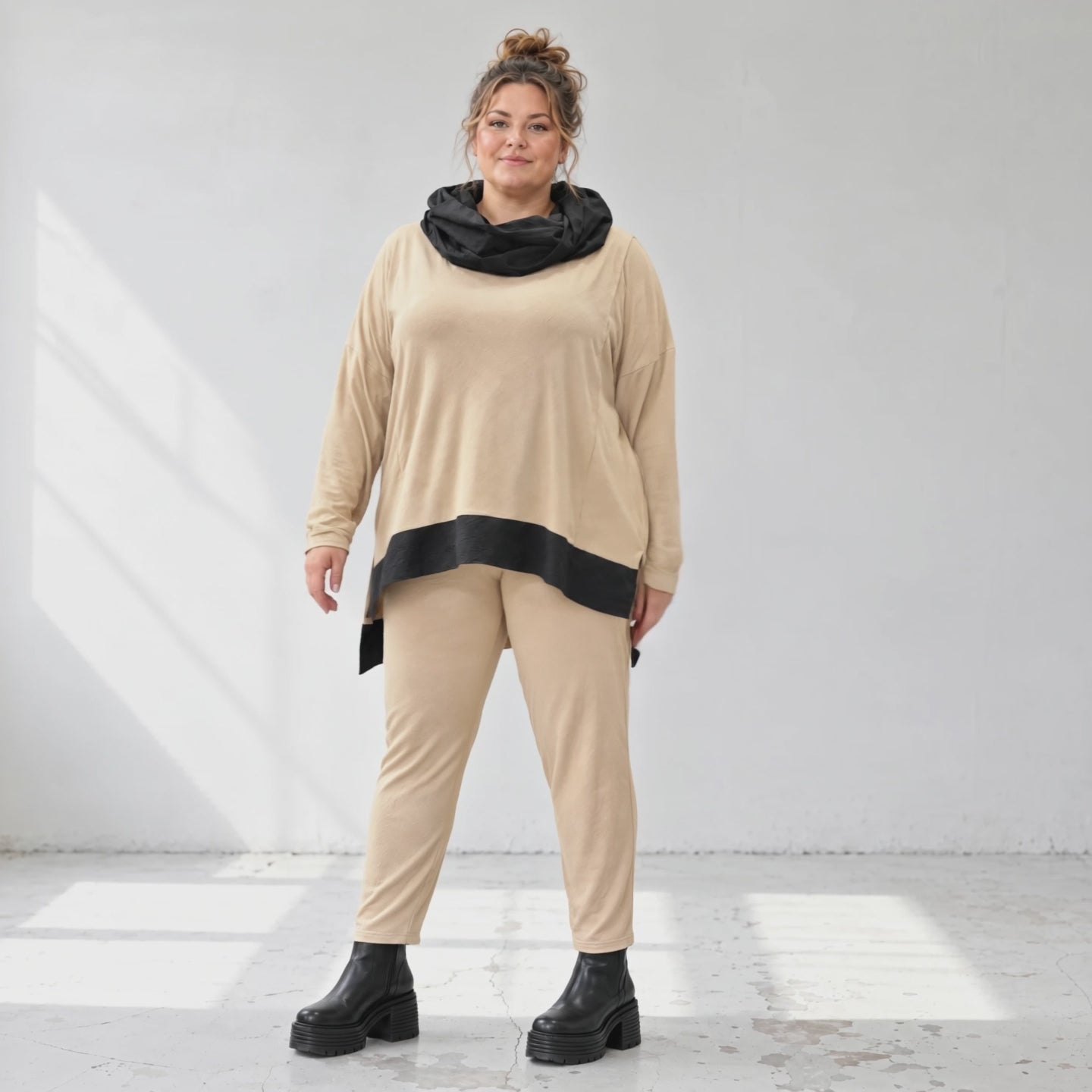 Karottenleggings aus Viskosejersey mit Elasthan schmal geschnitten mit elastischem Bund
