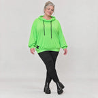Grüner Hoody aus weichem Baumwolljersey mit Stretch Kapuze und gerader Schnittform