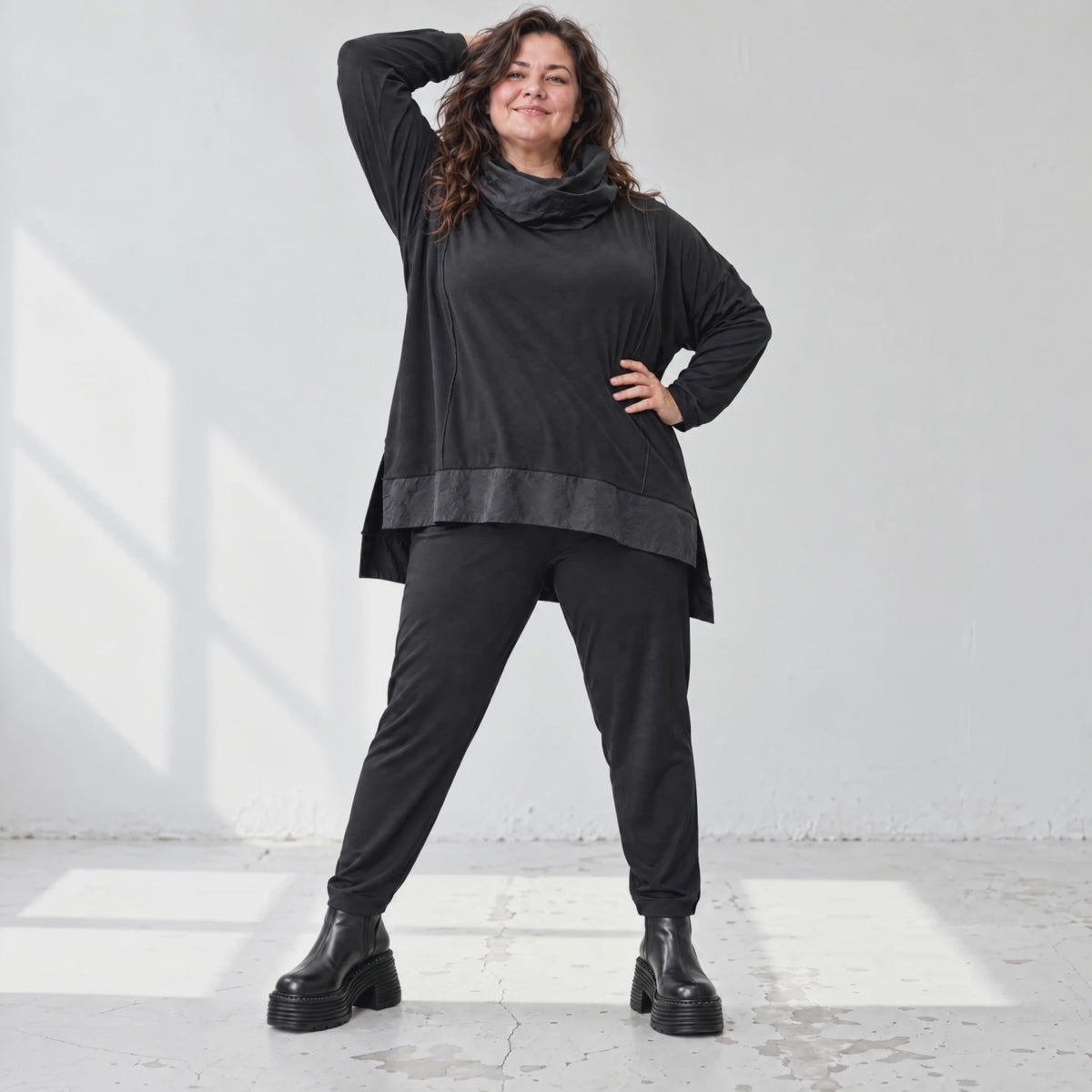 Bequeme Jerseyleggings aus Viskose mit Elasthan im Karottenschnitt mit Elastikbund