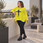 Langarmshirt in strahlendem Gelb aus weichem italienischem Stretchjersey mit A-Linie