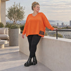 Langarmshirt in kräftigem Orange mit lässig kastigem Schnitt aus weichem Baumwolljersey