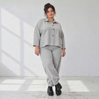 Graue Ballonjeans aus Stretchdenim in lockerer Form für bequemen lässigen Alltagslook