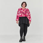 Flauschiger Plüschüberwurf in Pink/Rosa/Weiß mit kastiger Form und Seitenschlitzen
