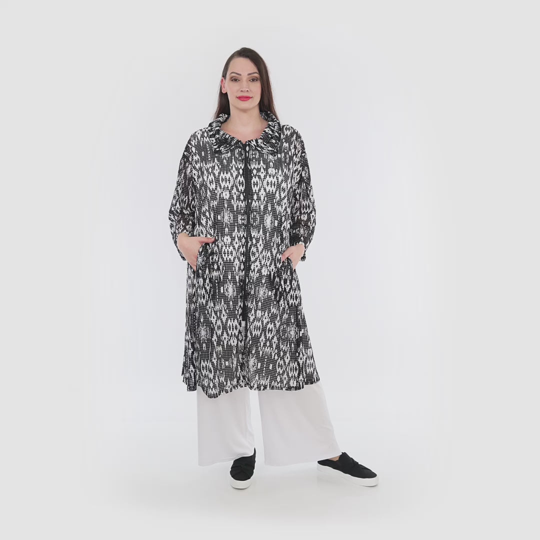 A-Form Jacke von AKH Fashion aus Viskose, 1324.06606, Schwarz-Weiß, Batik, Schick, Modern