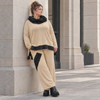 Rollkragenshirt aus Viskosejersey mit Taftdetail asymmetrisch vorne kurz hinten lang