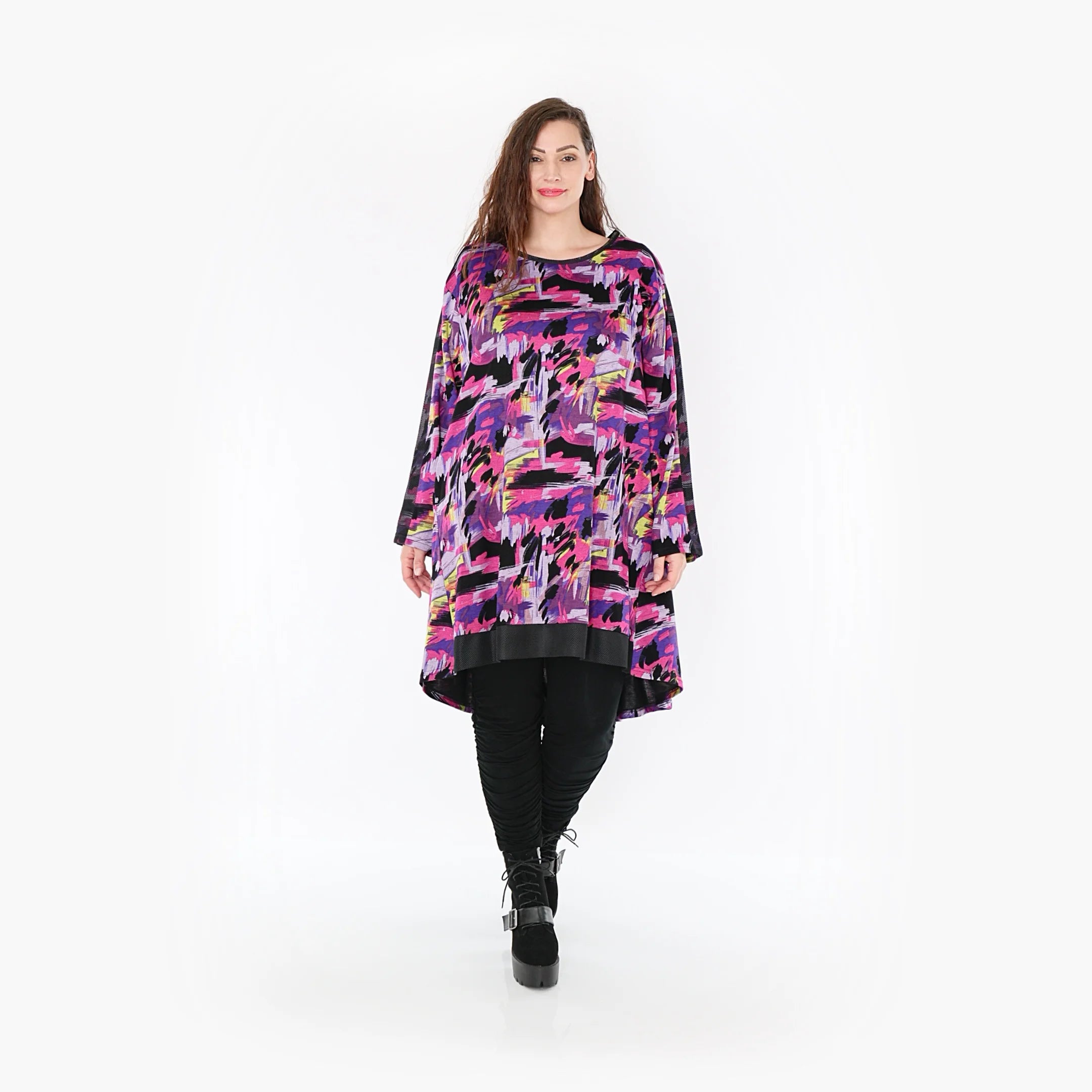 AKH Fashion Shirt in gerader Form, aus Viskose, 1381.06886, Fuchsia, Grafik, Schick
