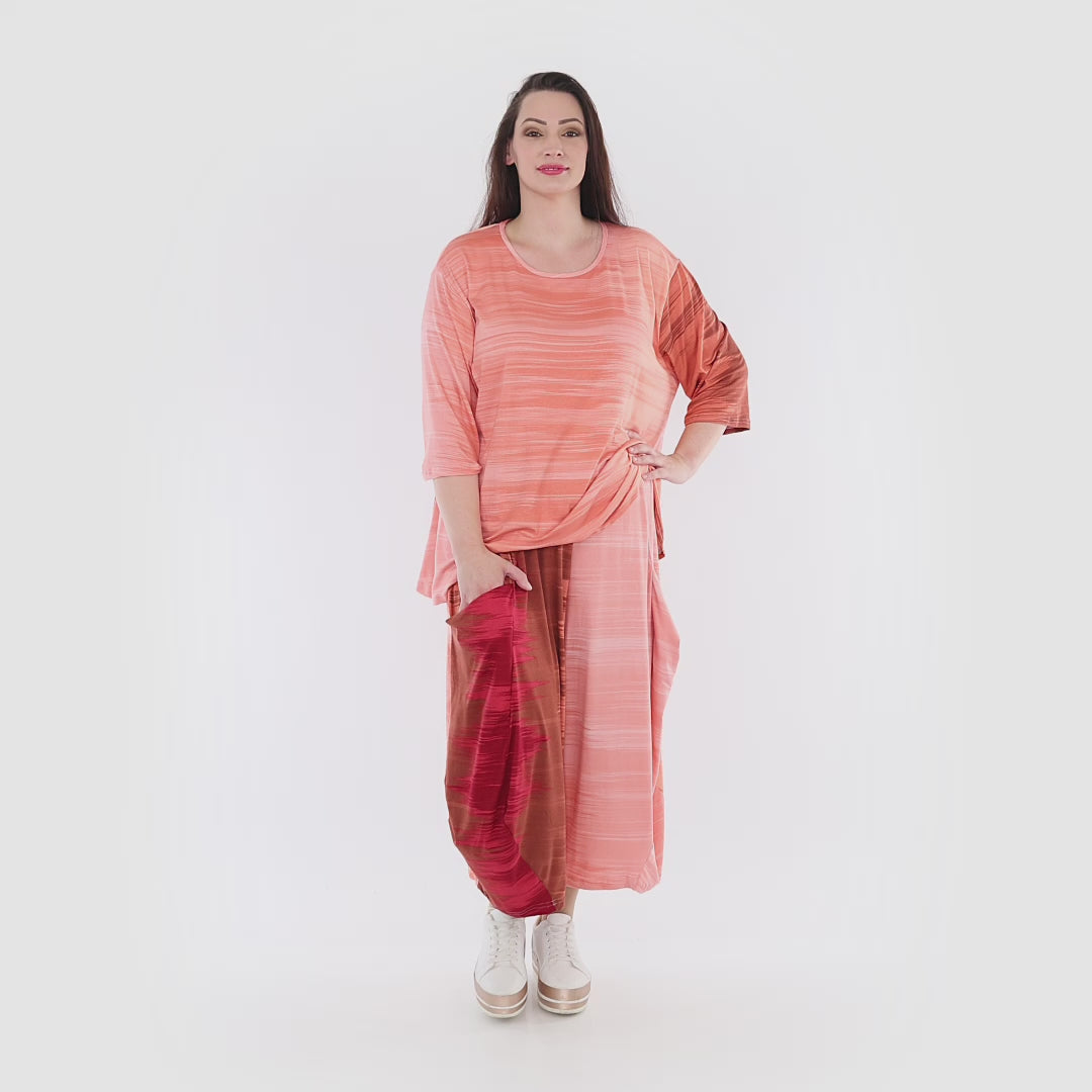 Ballonhose von AKH Fashion aus Viskose, 1249.08069, Koralle-Orange, Batik, Schick, Modern