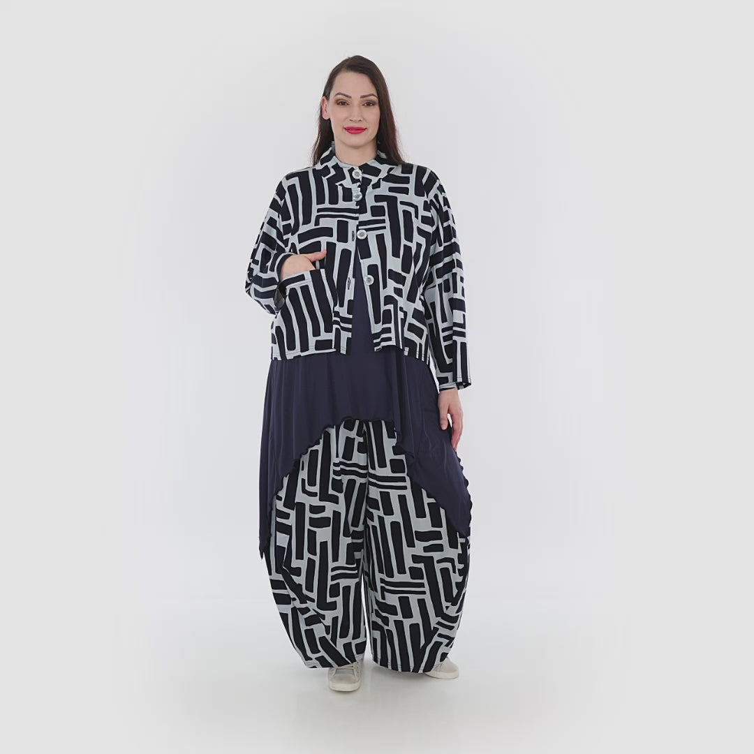 AKH Fashion Jacke in kastiger Form, aus Viskose, 1318.06929, Marine-Hellblau, Schick