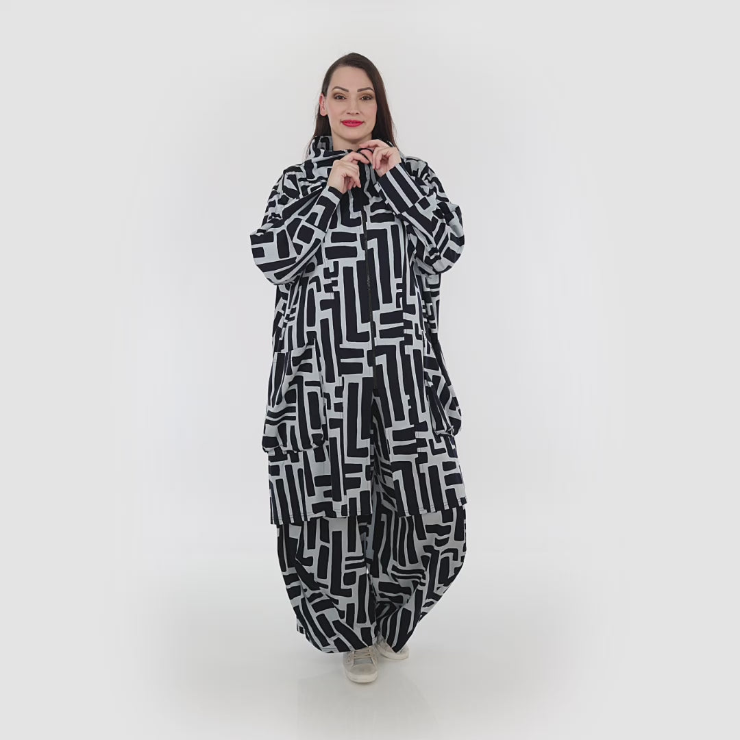AKH Fashion Mantel in Vokuhila-Form, aus Viskose, 1318.02276, Marine-Hellblau, Schick
