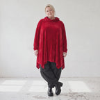Veloursshirt in kuschelig weicher A-Linie mit Rollkragen und praktischen Seitentaschen