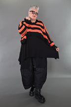  AKH Premium Überwurf in kastiger Form, aus Baumwolle, P1007.2537, Schwarz/Orange, Schick