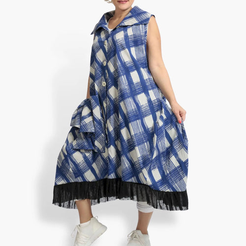  AKH Fashion Weste in gerader Form, aus Viskose, 1089.06844, Blau-Grau, Kariert, Schick