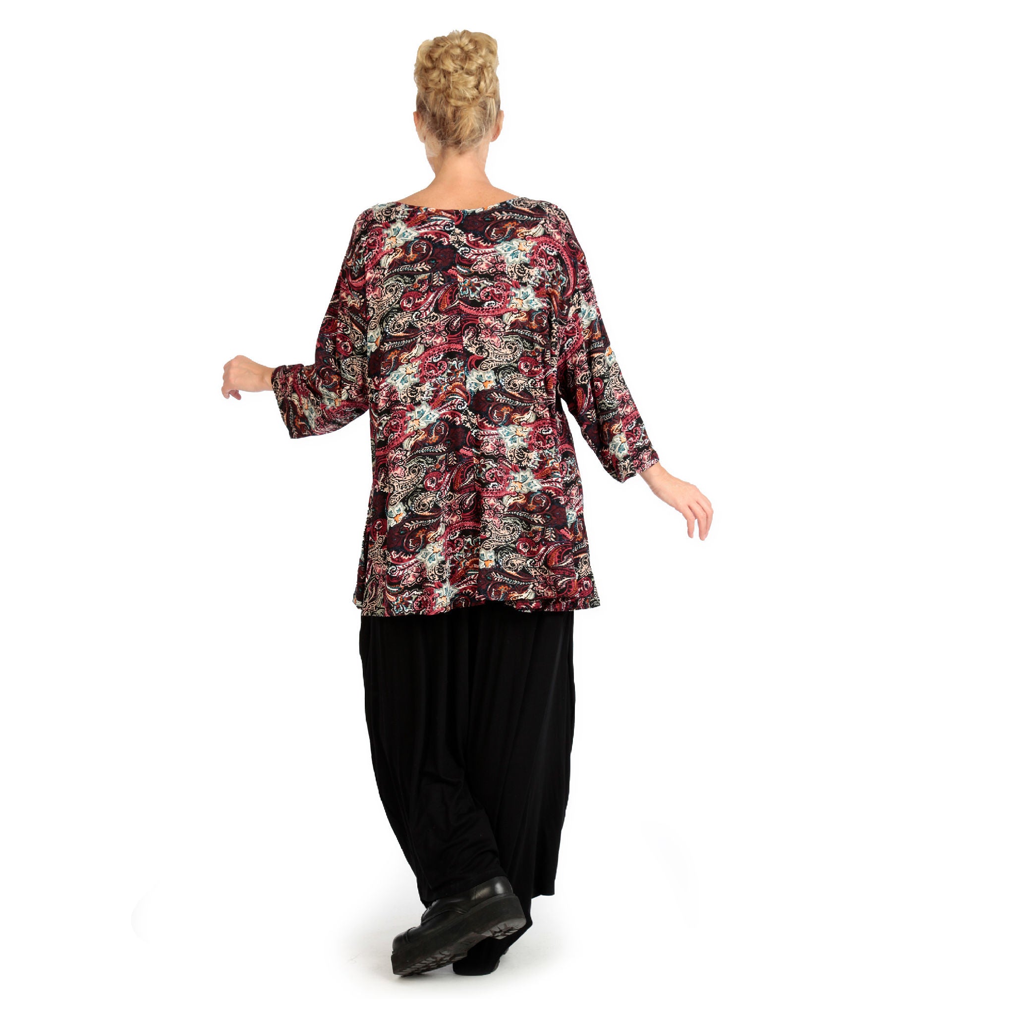  AKH Fashion Shirt in Glocken-Form, aus Viskose, 1122.01892, Rot, Paisley, Schick, Modern