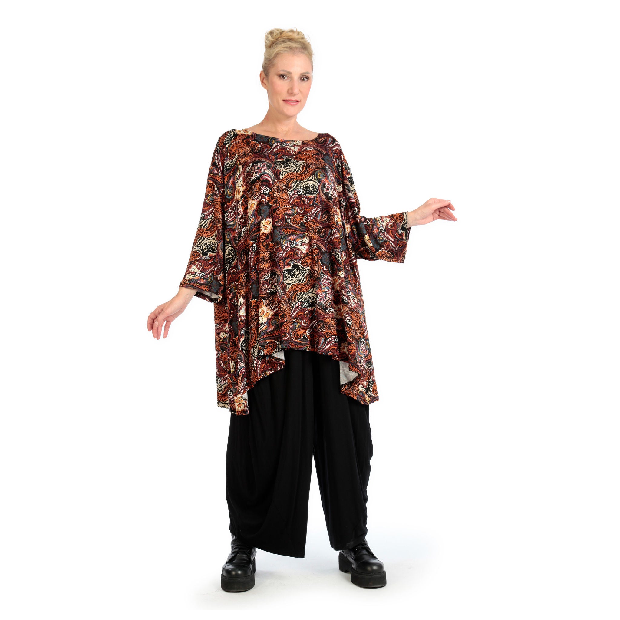  A-Form Bigshirt von AKH Fashion aus Viskose, 1122.00593, Rost, Paisley, Schick, Modern