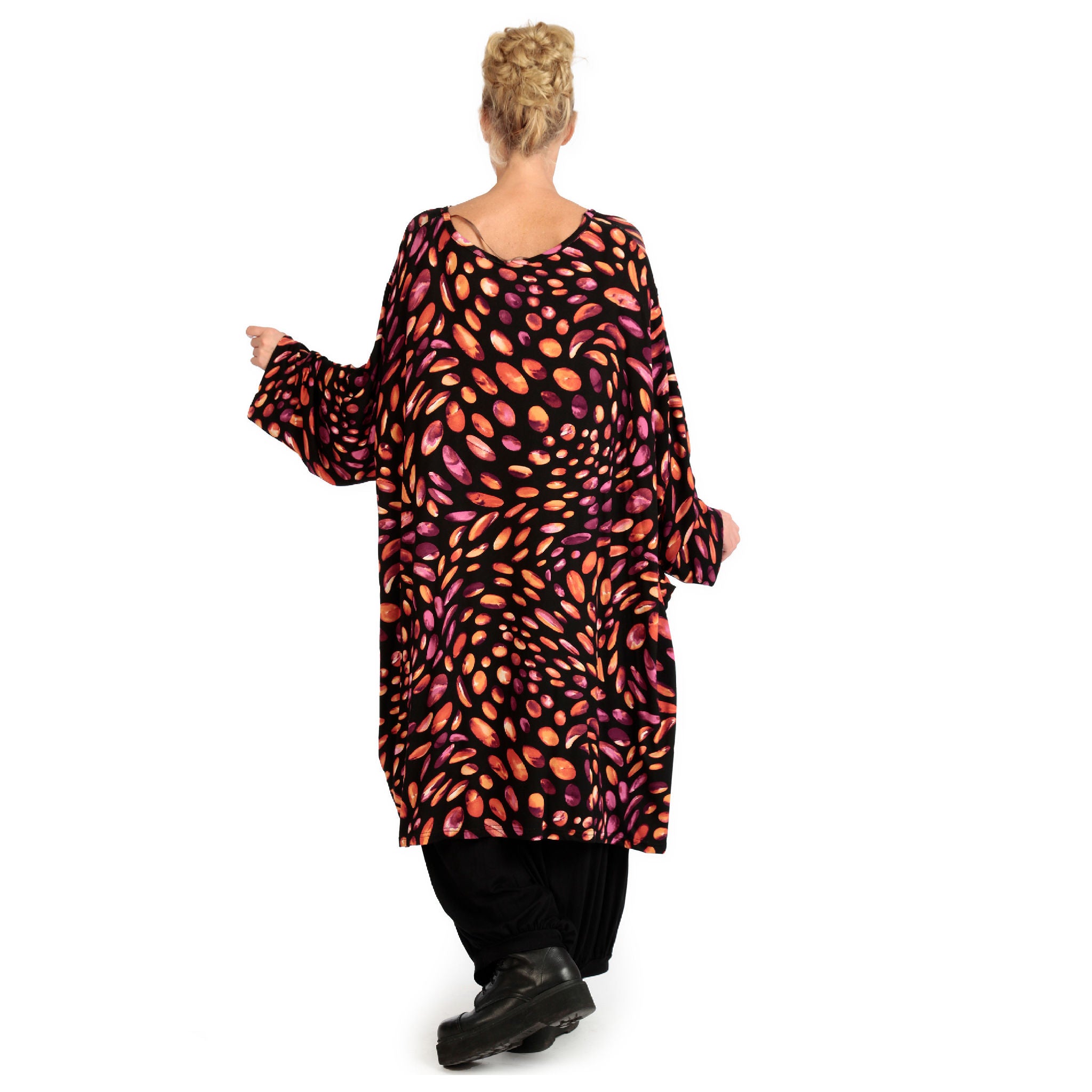  BallonBigshirt von AKH Fashion aus Viskose, 1124.06660, Schwarz-Rot-Fuchsia, Punkte, Schick
