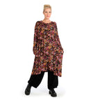 A-Form Kleid von AKH Fashion aus Viskose, 1130.06863, Schwarz-Fuchsia-Gelb, Pinselstrich