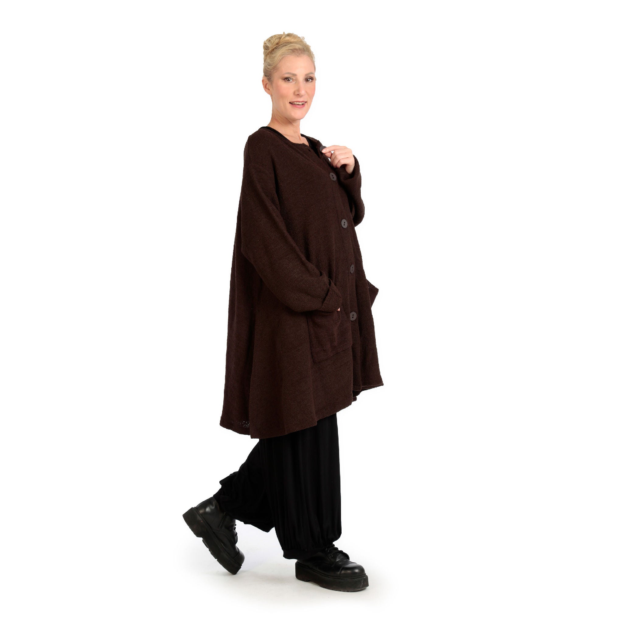 AKH Fashion · Jacke · BoucleStrick · 1382 · Schokobraun