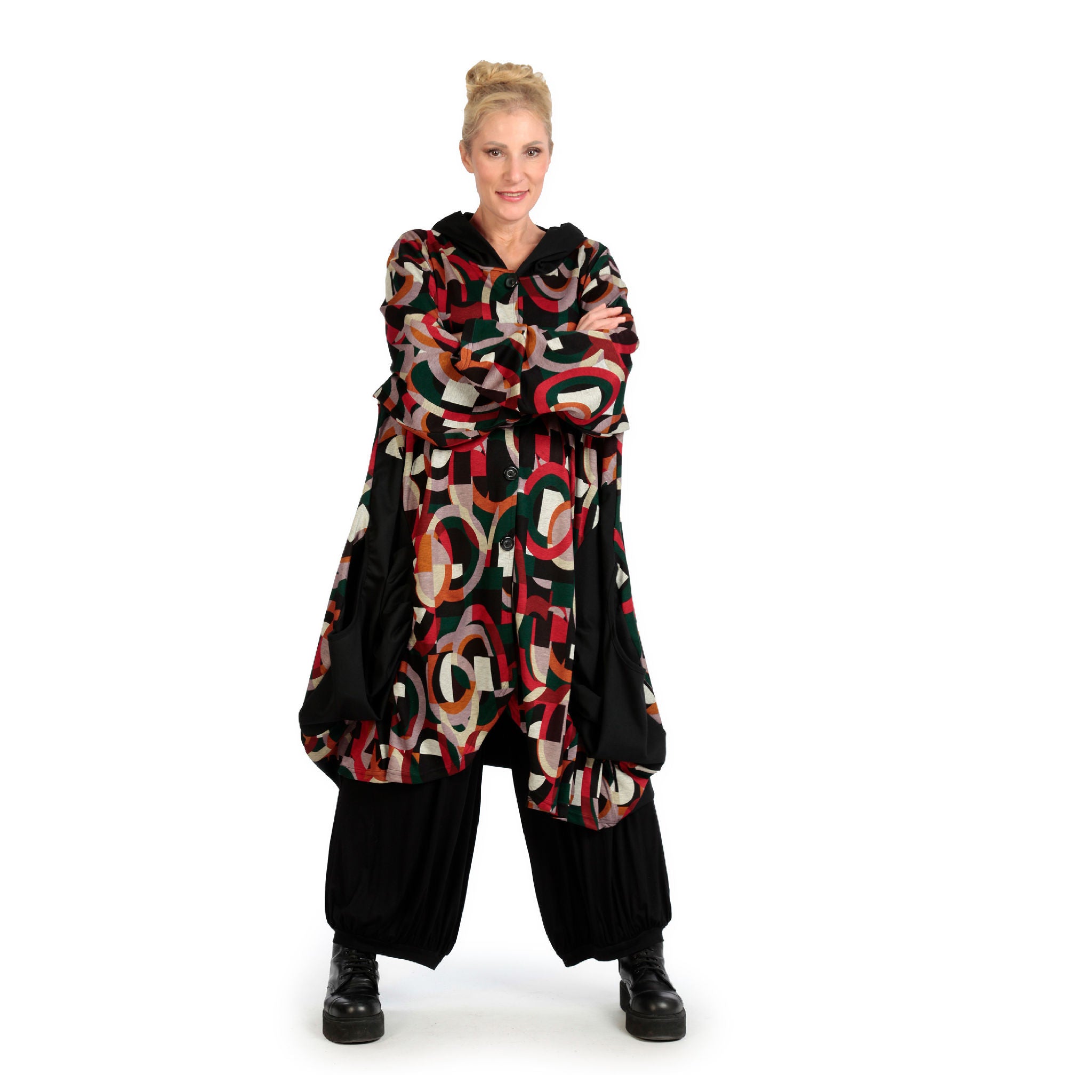  Ballonmantel von AKH Fashion aus Materialmix, 1140.06856, Rot-Grün-Schwarz, Grafik