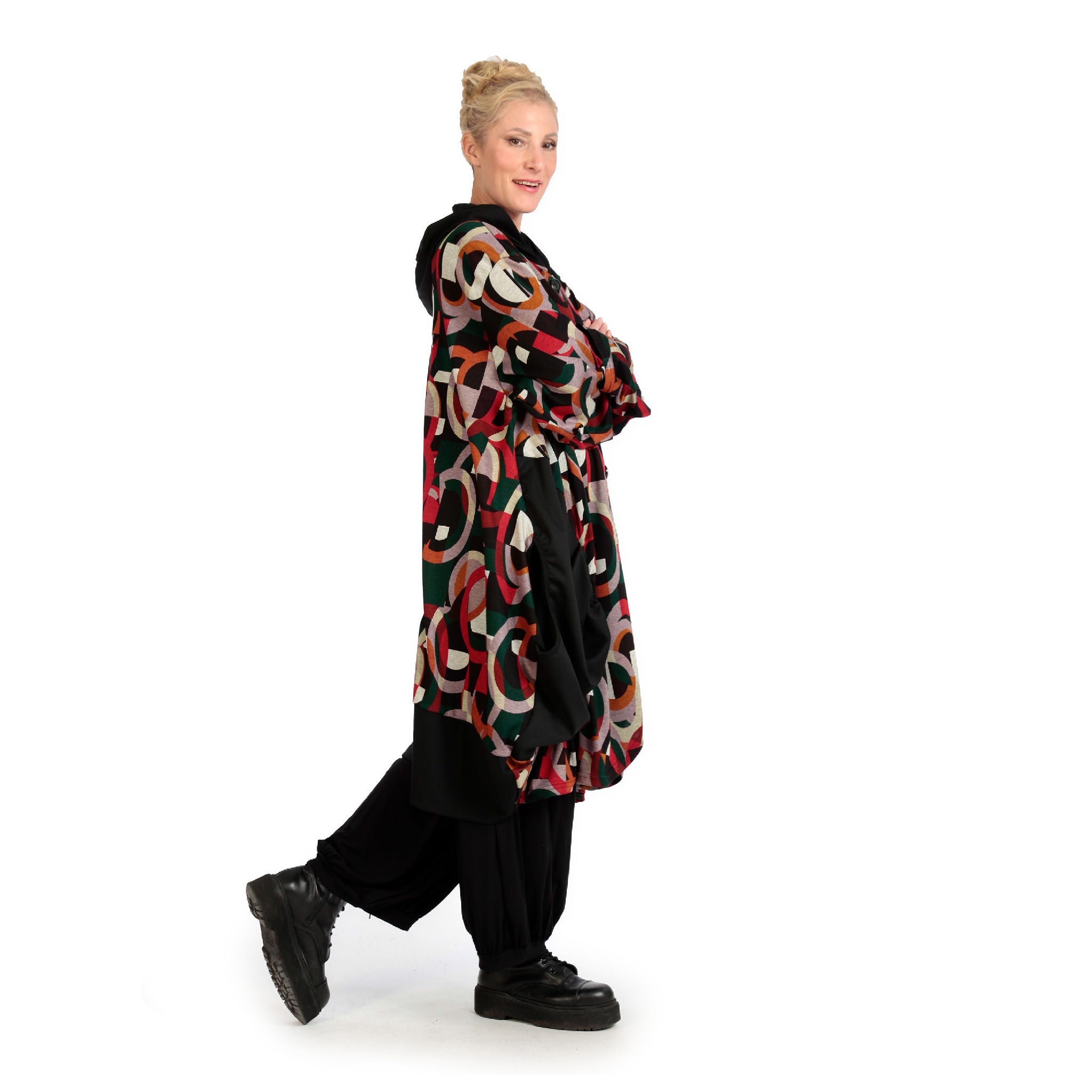  Ballonmantel von AKH Fashion aus Materialmix, 1140.06856, Rot-Grün-Schwarz, Grafik